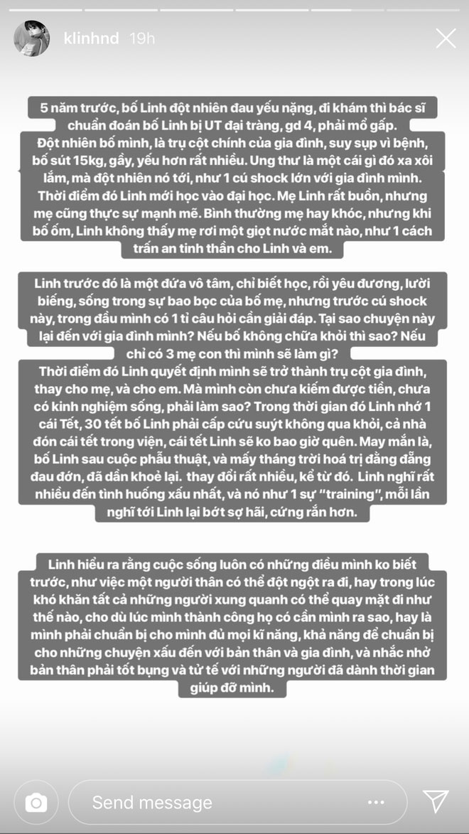 Lời tâm sự dài của Khánh Linh kể về biến cố bản thân và gia đình từng trải qua