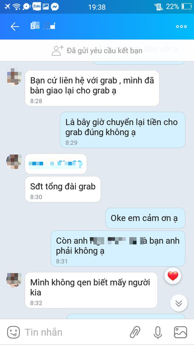 P.T đã liên hệ với tài xế Grab để xin bồi thường 20 cốc trà sữa em trai cô đã đặt và boom trước đó.