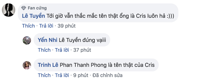 Đến fan cứng còn không biết tên thật của Cris nè.