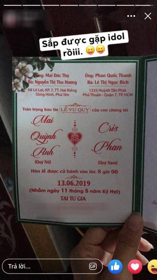 Thiệp cưới cũng không dùng tên thật.