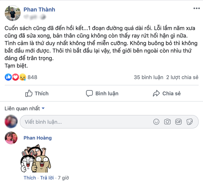 Chia sẻ của Phan Thành nhận được sự ủng hộ của em trai Phan Hoàng.