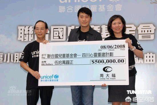 Lê Minh đại diện Unicef trao tặng 500.000 USD cho các nạn nhân ở Tứ Xuyên năm 2008.