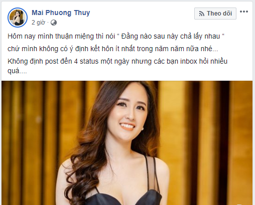 Mai Phương Thúy đính chính chuyện sắp sửa kết hôn