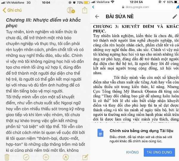 Bản của Nghĩa là bản viết tay, còn của N. là bản đánh máy, tuy nhiên, nội dung 2 bản lại gần như giống nhau.