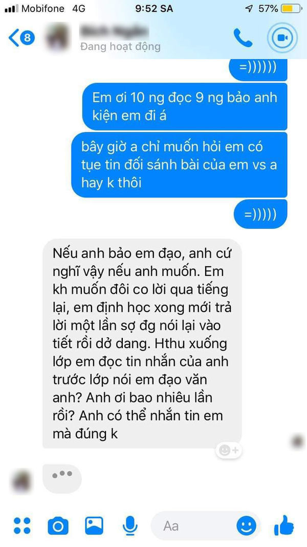 Nữ sinh N. cho biết, nếu Trọng Nghĩa cảm thấy là đạo văn thì cứ cho là đạo văn, còn N. không quan tâm.