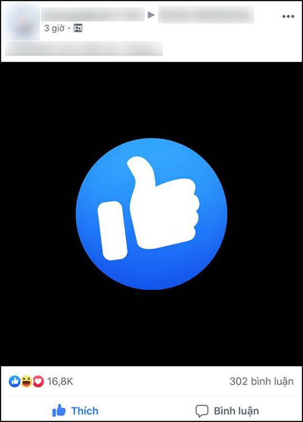 Bức ảnh này có nền đen, còn biểu tượng Like là hiệu ứng nhấn đúp của Facebook.