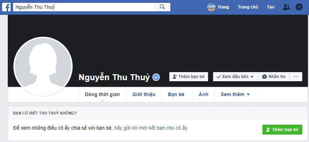 Thu Thủy xóa hoàn toàn ảnh bìa và avatar 