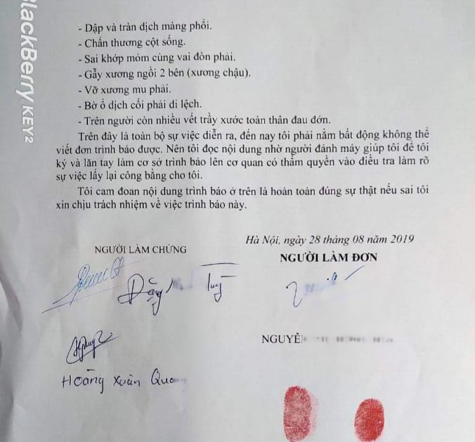 Một đoạn nội dung đơn tố cáo