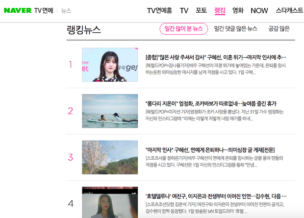 Loạt tin tức Goo Hye Sun giải nghệ leo lên top đầu Naver