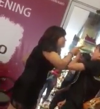 Chủ cửa hàng (ảnh trái) bị tố quỵt nợ và đánh nhân viên (ảnh cắt trong clip).