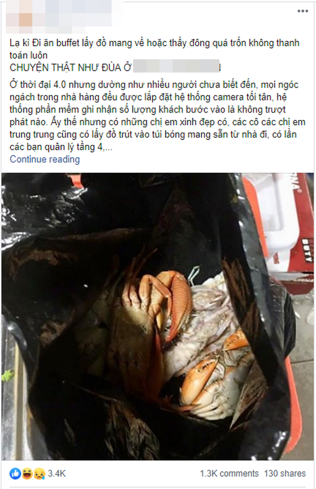 Câu chuyện ý thức của một vài vị khách khi đi ăn buffet được chia sẻ lên mạng xã hội khiến nhiều người chú ý