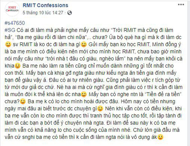 Bài viết thể hiện nỗi lòng của nam sinh trường ĐH Rmit