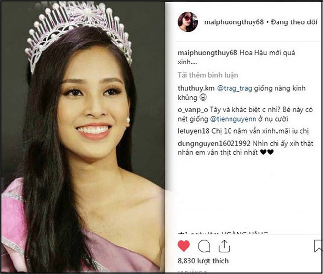 Cô cũng thoải mái khen đàn em hết lời trên mạng xã hội.