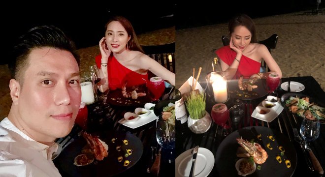 Việt Anh khoe bữa tối lãng mạn với Quỳnh Nga mặc lùm xùm 