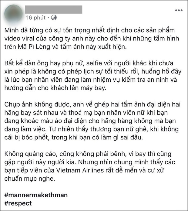 Tài khoản H.M.T viết trên Facebook - Ảnh chụp màn hình.