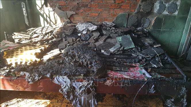 Căn phòng 302 nơi bắt nguồn vụ hỏa hoạn. Ảnh: TTXVN