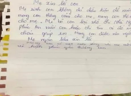 Bức thư xin lỗi con đầy cảm động của sản phụ