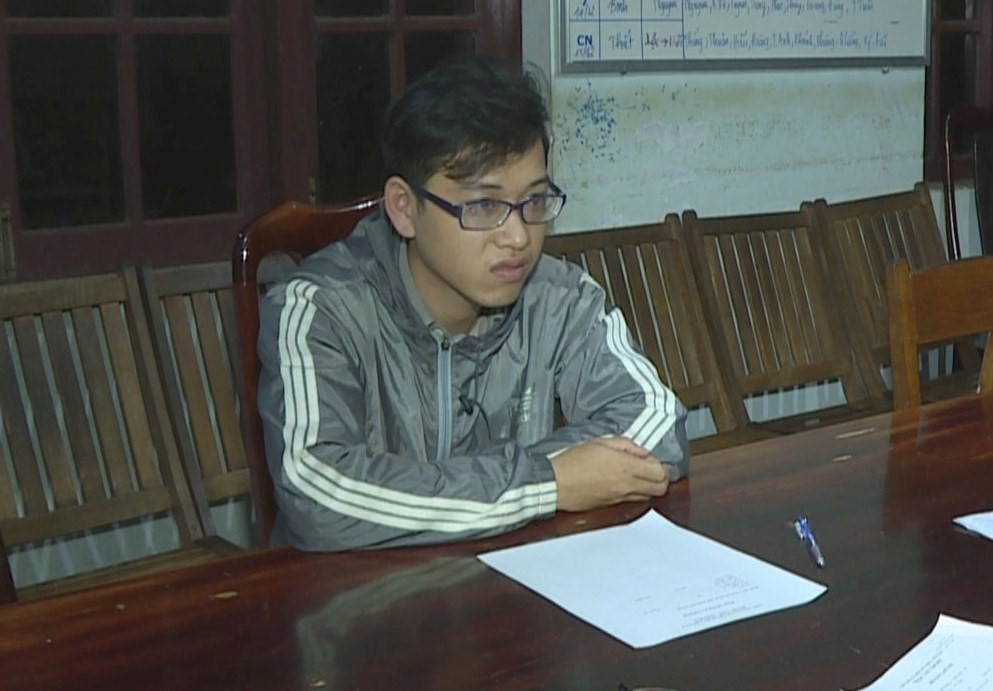 Đối tượng Bảo tại cơ quan điều tra.