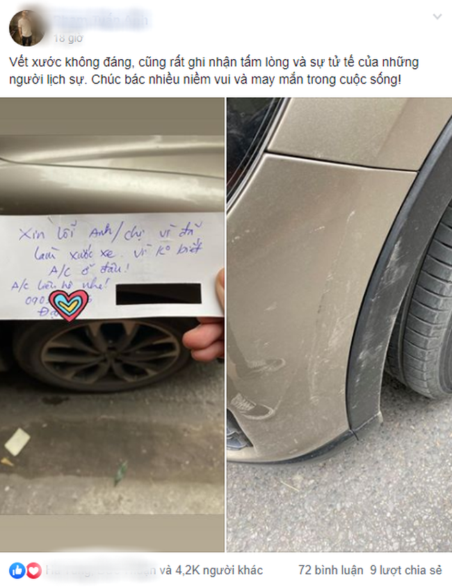 Đoạn chia sẻ trên mạng xã hội của chủ xe ô tô.