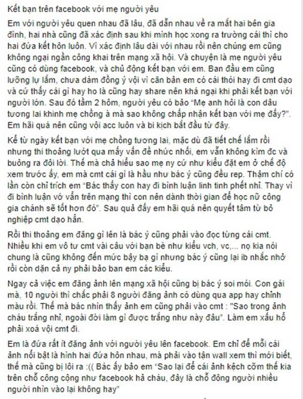 Bài chia sẻ của cô gái trên một page lớn