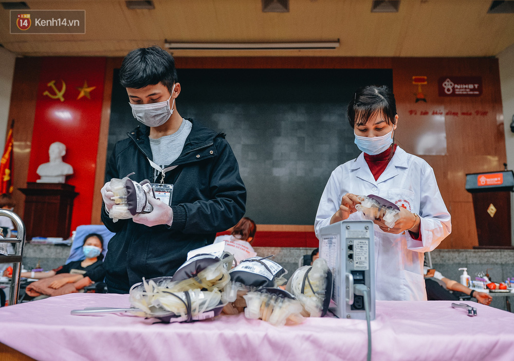 Các đơn vị máu sau khi tiếp nhận sẽ được phân loại và sắp xếp...