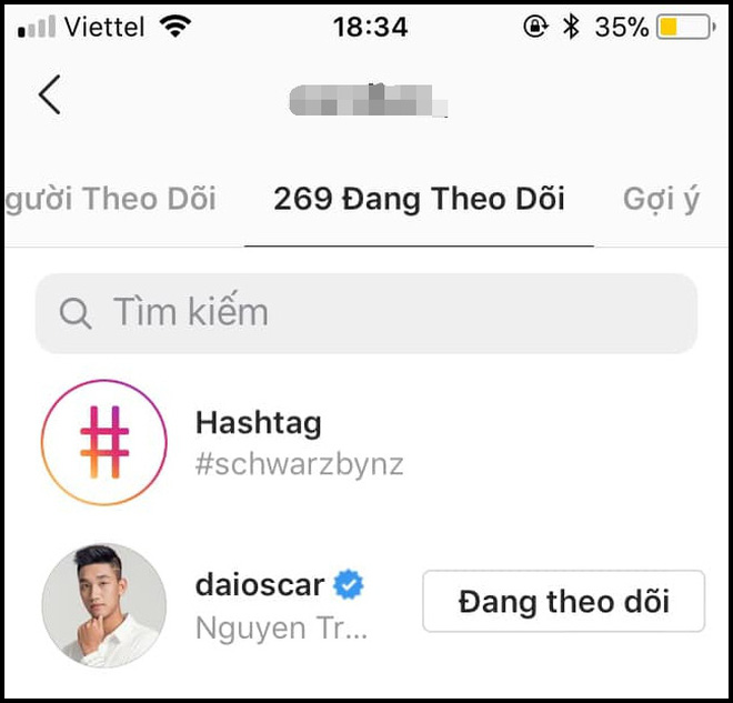 Trọng Đại và gái xinh theo dõi nhau trên Instagram.