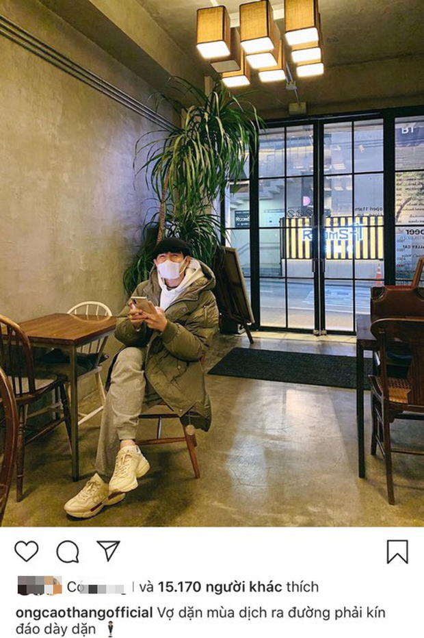 Mới đây, trên trang cá nhân Ông Cao Thắng đã cập nhật hình ảnh trang bị khẩu trang tự bảo vệ trước dịch Corona, vẫn không quên khẳng định do 