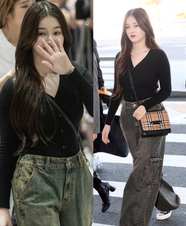 Giống như nhiều idol khác, Nancy cũng sở hữu cho mình chiếc quần jeans ống rộng lưng cao. 
