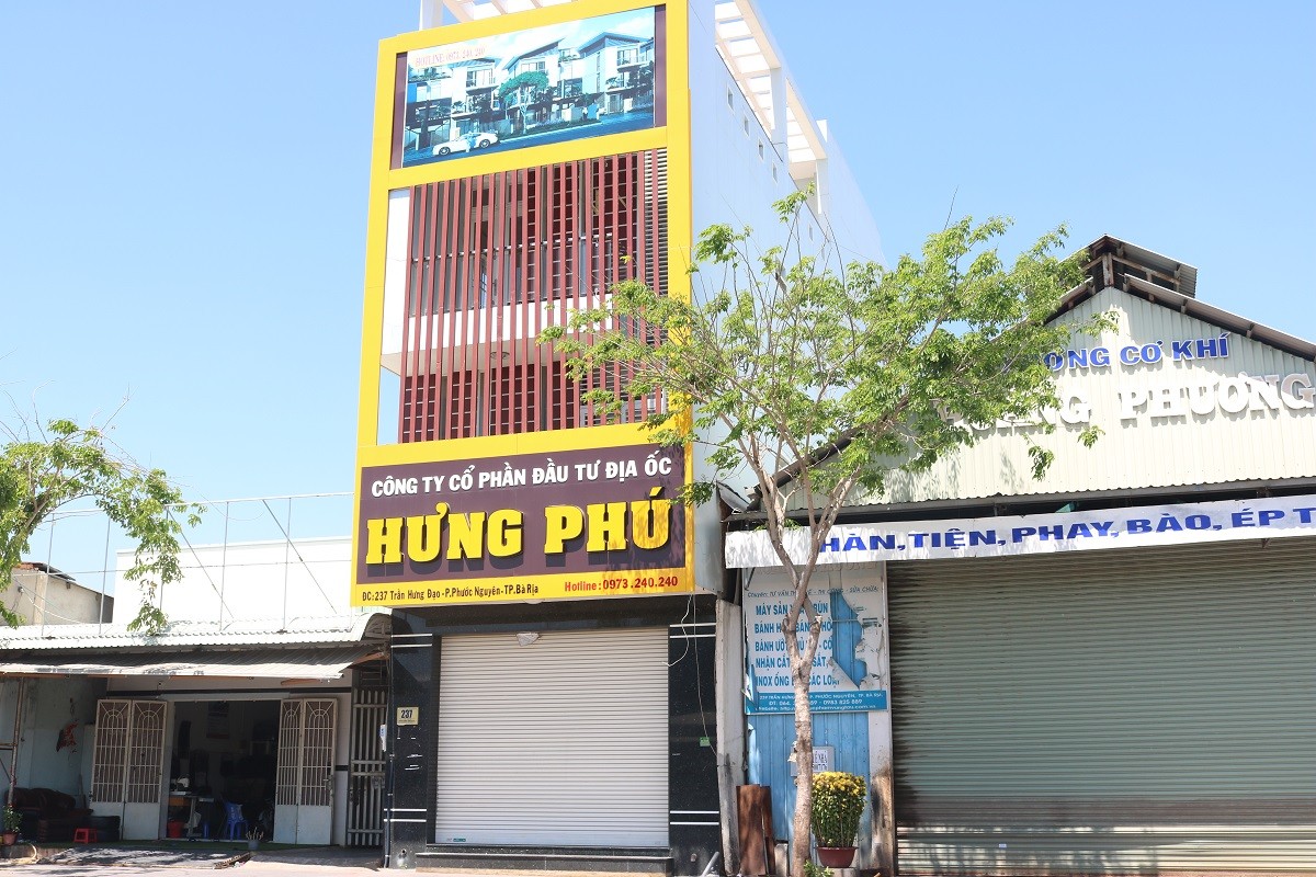 Trụ sở công ty CP đầu tư Địa ốc Hưng Phú tại TP.Bà Rịa, tỉnh Bà Rịa - Vũng Tàu. Ảnh: Hoàng Hưng