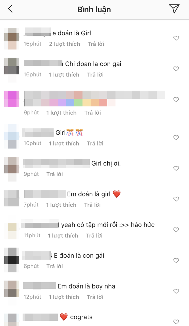 Rất đông khán giả đều để lại bình luận dự đoán con đầu lòng của cặp đôi sẽ là một bé gái.