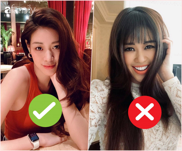 Vậy mới thấy tóc mái tuy rất hay ho nhưng không phải ai cũng để được, đến nàng Hậu như Khánh Vân cũng bị dìm nhan sắc do kiểu tóc mái không phù hợp.