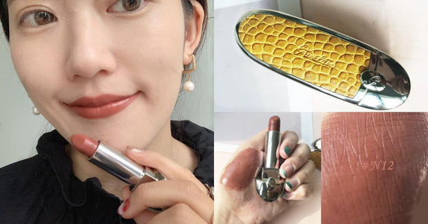 Guerlain Rouge G (khoảng 900.000 VNĐ). Bên cạnh thiết kế ấn tượng, thỏi son này còn có kết cấu ẩm mượt, sắc son màu trà sữa hôi thiên về tông cam nên khá sáng, nếu bạn có môi mỏng thì thỏi son này còn tạo hiệu ứng khiến môi trông dày hơn đáng kể.