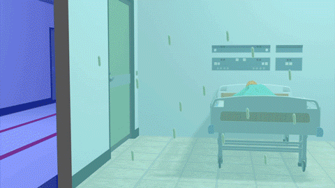 Đường đi của không khí và mầm bệnh trong phòng áp lực âm