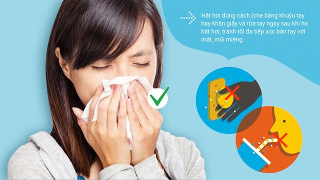 Luôn che mũi, miệng khi ho hoặc hắt hơi