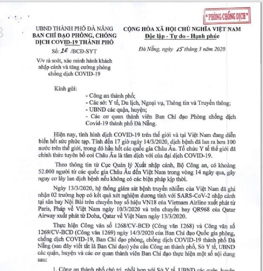 Chính quyền địa phương yêu cầu rà soát du khách nhập cảnh.