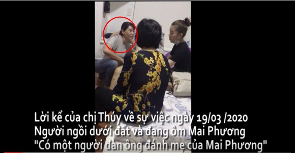 Chị Thuỷ (người được khoanh đỏ trong hình) được cho là chứng kiến sự việc lên tiếng trong đoạn clip