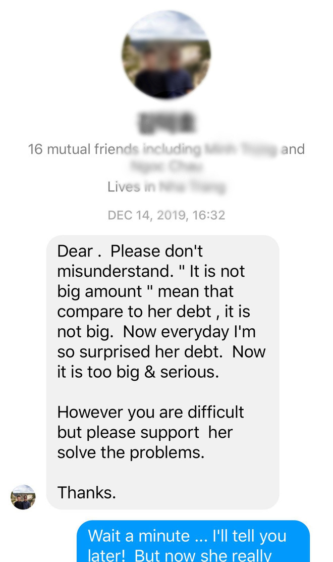 Tin nhắn của chồng Hoa hậu gửi cho Pha Lê như sau: 