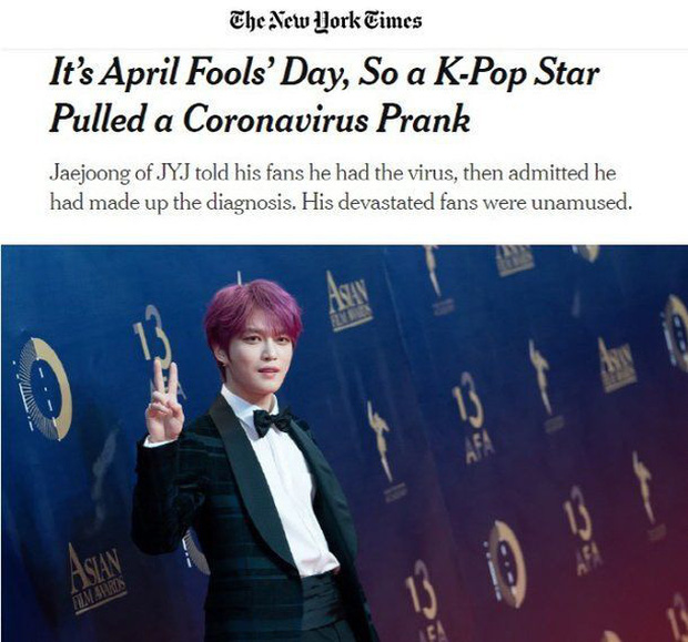 Báo nước ngoài cũng đưa tin về vụ việc lời đùa đáng lên án của Jaejoong vào ngày Cá tháng Tư
