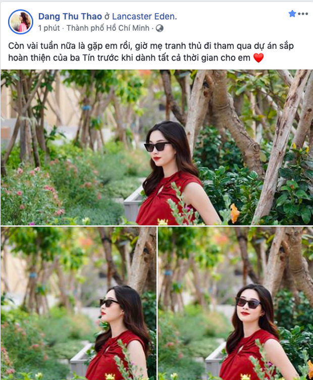 Người đẹp vui mừng chia sẻ đang trong những tuần cuối của thai kì.