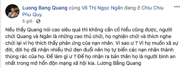 Lương Bằng Quang chỉ đích danh những kẻ chỉ trích mình và bạn gái.
