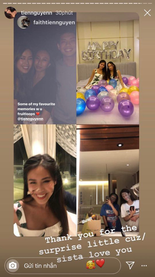Một số khoảnh khắc đáng yêu của Tiên Nguyễn trong tiệc sinh nhật tại gia cũng được cô chia sẻ lại