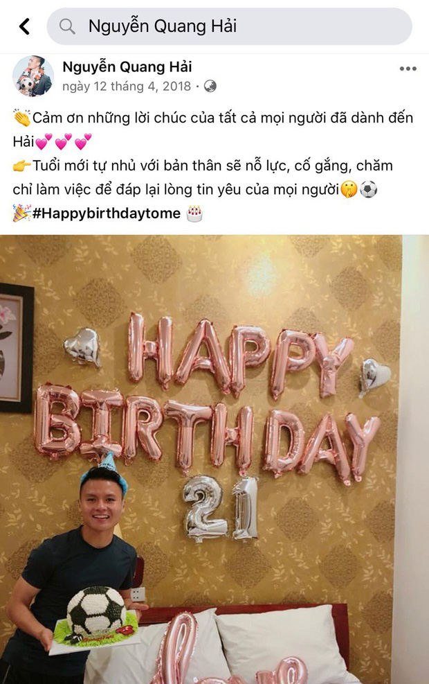 Quang Hải xoá hashtag liên quan đến Nhật Lê trong bức ảnh sinh nhật của mình