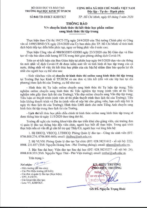 Nhiều sinh viên hủy vé máy bay, trả nhà trọ... vì thông báo học online trước đó của trường.