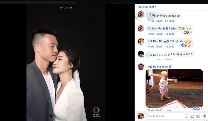 Ngay lập tức, nhiều người hâm mộ và đồng đội của chú rể tương lai đã để lại lời chúc mừng dưới bức hình cưới của đôi trẻ.