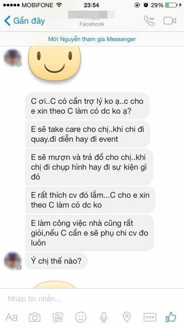 Người trợ lý cũ của Kỳ Hân từng dùng lời lẽ khá ngọt ngào để ứng tuyển vị trí trợ lý cho nhiều nghệ sĩ trong Vbiz.