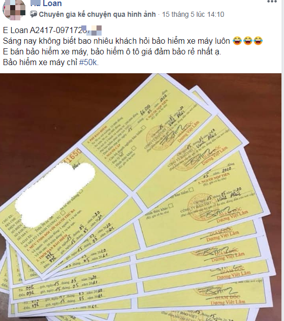 Bảo hiểm xe máy TNDS bắt buộc rao bán trên 