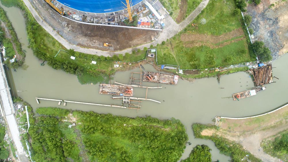 Đây là Cống Bà Bướm (đạt 80%): đã xong phần thân cống, trạm bơm, bể tiêu năng.