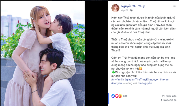 Thu Thủy chính thức lên tiếng thừa nhận đã mang thai con thứ 2.