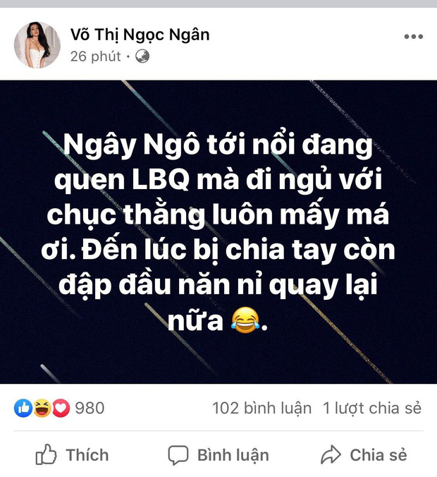 Ngân 98 tiếp tục đăng đàn nói về ai đó