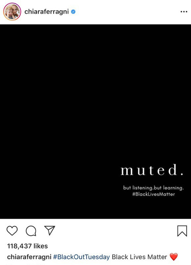 Nhà thiết kế nổi tiếng Chiara Ferragni đã đăng tải bài viết của mình trên mạng xã hội